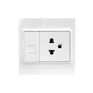Schneider ชุดเต้ารับโทรศัพท์ + เต้ารับเดี่ยว 3ขา พร้อมฝาครอบขนาด 3x3 สีขาว รุ่น Miluz E | Ucanbuys