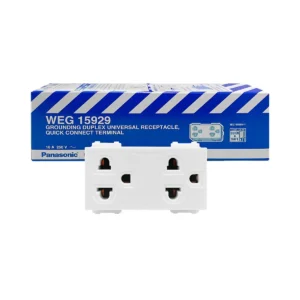 power-supply-0265 เต้ารับคู่ 3 ขา Wide PANASONIC รุ่น WEG 15929 สีขาว (1 แพ็ค x10 ชิ้น)