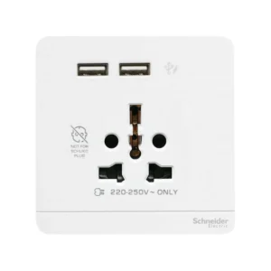 Schneider Electric ชุดเต้ารับ USB 2 ช่อง + เต้ารับ 16A สีขาว รุ่น AvatarOn E | E8342616USB_WE