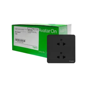 power-supply-0271 1 กล่อง x10 ชิ้น| Schneider Electric เต้ารับคู่ 3ขามีกราวน์ มีม่านนิรภัย สีดํา รุ่น AvatarOn E | Ucanbuys