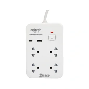 power-supply-0278 Anitech 4 ช่อง 1 สวิตช์ รุ่น H5534-WH สายยาว 3 เมตร กําลังไฟ 2200W