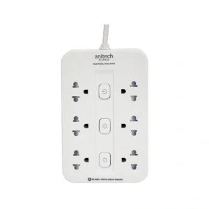 power-supply-0280 Anitech 6 ช่อง 3 สวิตช์ รุ่น H536-WH-ONLINE สายยาว 3 เมตร กําลังไฟ 2200 W