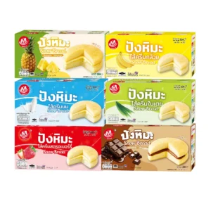 ready-to-eat-0135 Minhuaขนมปังหิมะ ขนมปังสอดไส้ครีม หลายรสชาติ รวมรส คละรส ชิ้นใหญ่ 6 กล่อง ครึ่ีงโหล(6 กล่อง/72ชิ้น) คละรส 6 กล่อง