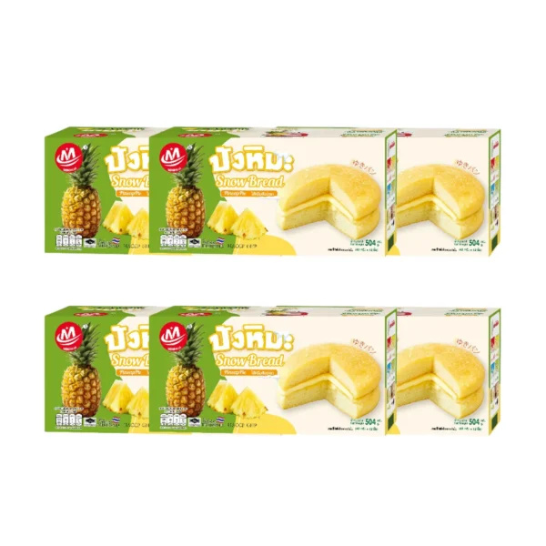 ready-to-eat-0141 Minhuaขนมปังหิมะ ขนมปังสอดไส้ครีม หลายรสชาติ รวมรส คละรส ชิ้นใหญ่ 6 กล่อง ครึ่ีงโหล(6 กล่อง/72ชิ้น) สับปะรด 6 กล่อง