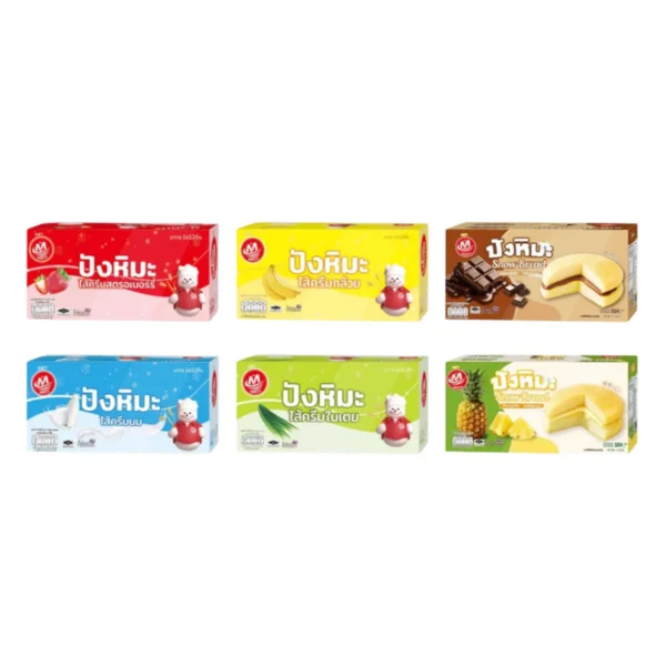 ready-to-eat-0142 Minhuaขนมปังหิมะ ขนมปังสอดไส้ครีม หลายรสชาติ รวมรส คละรส ชิ้นใหญ่ ยกลัง (1 ลัง มี 12กล่อง/144ชิ้น) คละรส ยกลัง