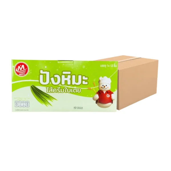 ready-to-eat-0146 Minhuaขนมปังหิมะ ขนมปังสอดไส้ครีม หลายรสชาติ รวมรส คละรส ชิ้นใหญ่ ยกลัง (1 ลัง มี 12กล่อง/144ชิ้น) รสใบเตย ยกลัง