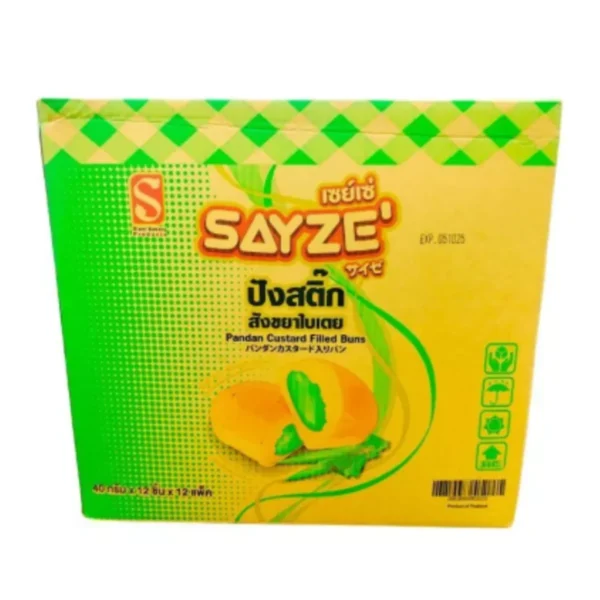 SAYZE' ปังสติ๊กสอดไส้ สังขยาใบเตย น้ําหนัก 40 กรัม ต่อชิ้น ยกลัง 12 แพ็ค 144 ชิ้น