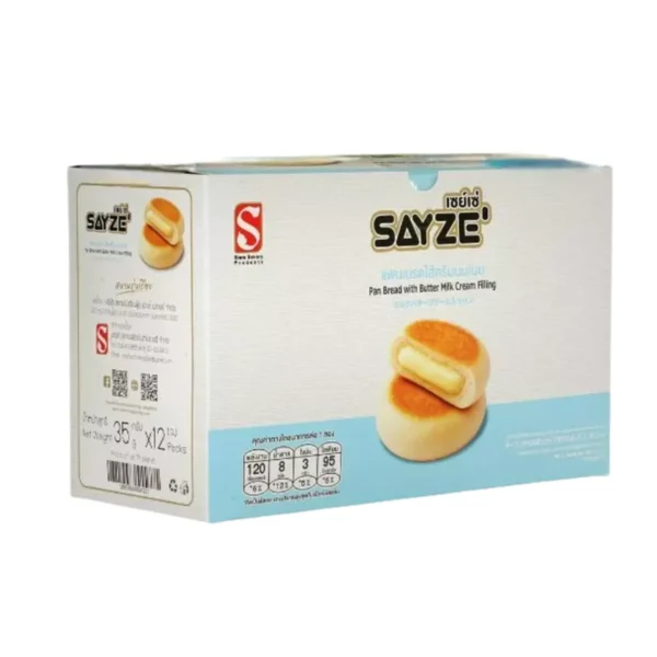 SAYZE' แพนเบรด ครีมนมเนย น้ําหนัก 35 กรัม ต่อชิ้น ยกกล่อง 12 ชิ้น