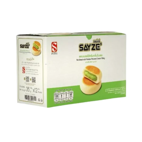 ready-to-eat-0165 SAYZE' แพนเบรด ครีมใบเตย น้ําหนัก 35 กรัม ต่อชิ้น ยกกล่อง 12 ชิ้น