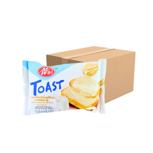ready-to-eat-0175 ขนมปังแซนด์วิชพรีเมี่ยมไส้นม (ตราเหม่ยเว่ย)น้ําหนัก30 กรัม 1x 12ชิ้น