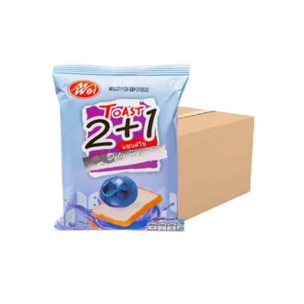 ready-to-eat-0186 ขนมปังแซนด์วิชสอดไส้รสบลูเบอรรี่ (ตราเหม่ยเว่ย)น้ําหนัก40 กรัม 1x 12ชิ้น