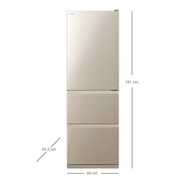 Hitachi ฮิตาชิ ตู้เย็นมัลติดอร์ Solfege รุ่น R-S38KPTH CNXZ 13 คิว 369 ลิตร สีแชมเปญ