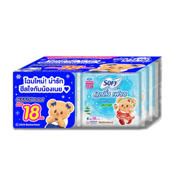 โซฟี คูลลิ่งเฟรช สลิม ผ้าอนามัยแบบมีปีก 23 ซม. 4 ชิ้น x 6