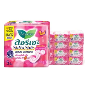 sanitary-pad-0018 ลอรีเอะ ซอฟท์แอนด์เซฟ แม็กซี่ ผ้าอนามัย 5 แผ่น x 12