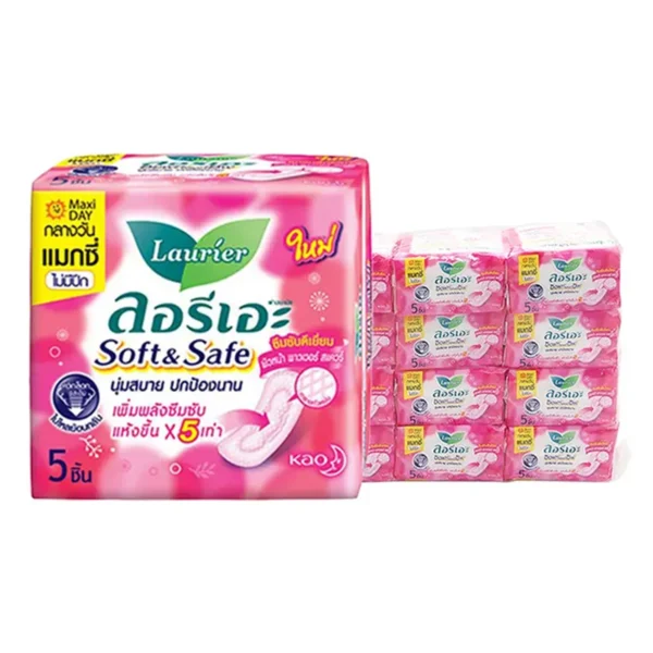 sanitary-pad-0018 ลอรีเอะ ซอฟท์แอนด์เซฟ แม็กซี่ ผ้าอนามัย 5 แผ่น x 12