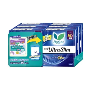 sanitary-pad-0021 ลอรีเอะ ซูเปอร์ อัลตร้าสลิม ผ้าอนามัยแบบมีปีก 30 ซม. 4 ชิ้น x 6