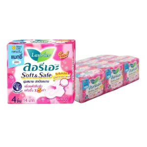 sanitary-pad-0024 ลอรีเอะ ซอฟท์แอนด์เซฟ แมกซี่ ผ้าอนามัยแบบมีปีก 4 ชิ้น x 12