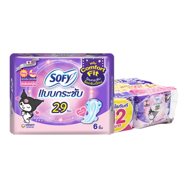 sanitary-pad-0033 โซฟี แบบกระชับสําหรับกลางวันและกลางคืน 29 ซม. 6 ชิ้น x 6