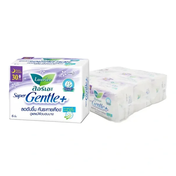 sanitary-pad-0035 ลอรีเอะ ซูเปอร์ เจนเทิล พลัส ผ้าอนามัยแบบมีปีก 30 ซม. 6 ชิ้น x 6