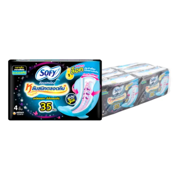 sanitary-pad-0038 โซฟี ขอบปกป้อง กลางคืน 35 ซม. 4 ชิ้น x 6
