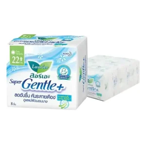 sanitary-pad-0046 ลอรีเอะ ซูเปอร์ เจนเทิล พลัส ผ้าอนามัยแบบมีปีก 22 ซม. 8 ชิ้น x 6