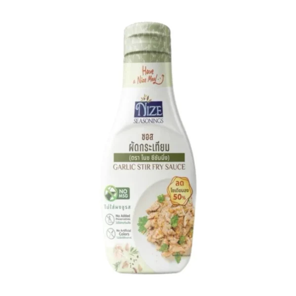 sauce-seasoning-0343 NIZE ซอสไนซ ซอสและน้ําจิ้มคลีน ลดโซเดียม 50% ไม่ใส่ผงชูรส ซอสผัดกระเทียมNZ_242