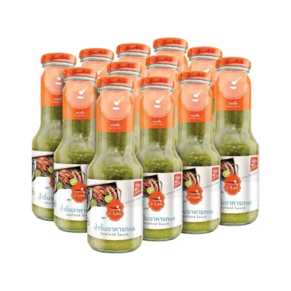 sauce-seasoning-0353 เจ๊เล็ก น้ําจิ้มอาหารทะเล (ซีฟู้ดส์) ขวดแก้ว ขนาด 345 กรัม แพ็ค 12 ขวด
