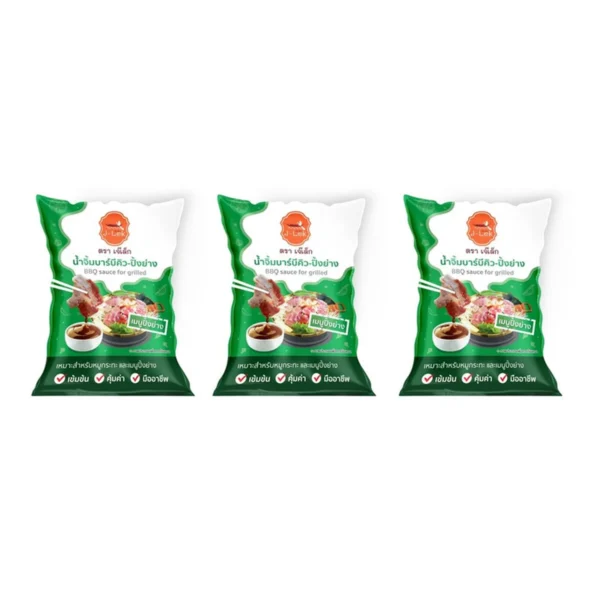 sauce-seasoning-0445 J-Lek (เจ๊เล็ก) น้ําจิ้มบาร์บีคิวปิ้งย่าง (ถุง) 1000 กรัม แพ็ค 3 ถุง