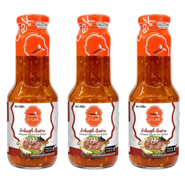 sauce-seasoning-0466 J-Lek (เจ๊เล็ก) น้ําจิ้มสุกี้ ปิ้งย่าง ขนาด 350 กรัม แพ็ค 3 ขวด