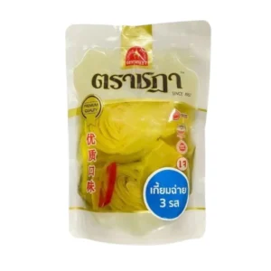 sauce-seasoning-0503 ผักกาดดองสามรส ตราชฎา 300 กรัม ผลิตจากใจผักคัดพิเศษ อร่อย สะอาด สีเหลืองสกัดจากขมิ้น กรอบธรรมชาติ