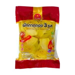 sauce-seasoning-0504 ผักกาดดองสามรส ตราชฎา 500 กรัม ผลิตจากใจผักคัดพิเศษ อร่อย สะอาด สีเหลืองสกัดจากขมิ้น กรอบธรรมชาติ