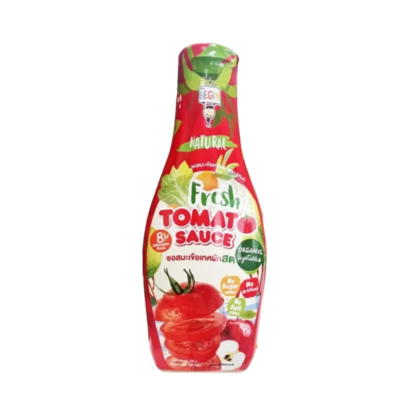 sauce-seasoning-0596 Begin Baby ซอสปรุงรสสําหรับเด็ก ปลอดสาร วิตามินสูง ช่วยให้ลูกทานข้าวมากขึ้น ซอสเด็ก เครื่องปรุงเด็ก ซอสมะเขือเทศจากผักผลไม้สด 180 กรัม