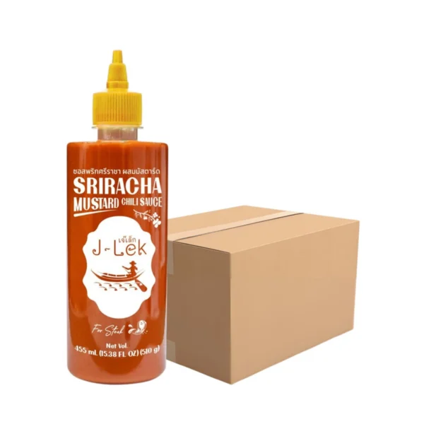 sauce-seasoning-0661 J-Lek (เจ๊เล็ก) ซอสพริกศรีราชา ผสมมัสตาร์ด ขนาด 510 กรัม แพ็ค 12 ขวด