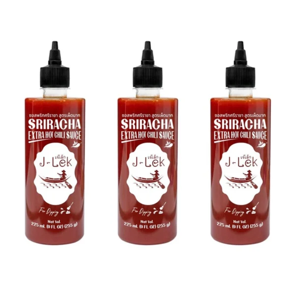sauce-seasoning-0665 J-Lek (เจ๊เล็ก) ซอสพริกศรีราชา สูตรเผ็ดมาก ขนาด 255 กรัม แพ็ค 6 ขวด