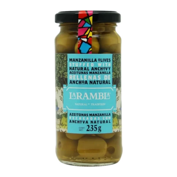 sauce-seasoning-0696 La Rambla Manzanilla Stuffed Anchovy ลาแรมบลา มะกอกเขียวสอดไส้แอนโชวี่ 235g LR16