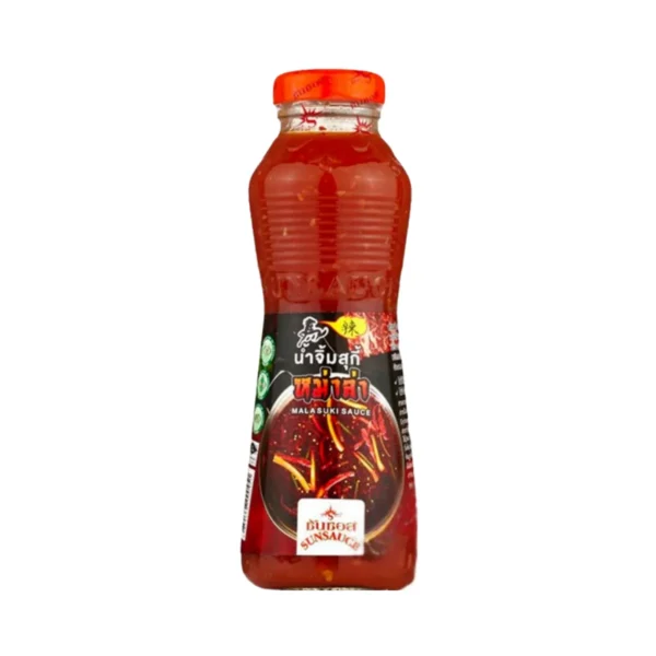 sauce-seasoning-0746 SUNSAUCE (ซันซอส) น้ําจิ้มสุกี้ น้ําจิ้มหมูกระทะ น้ําจิ้มปิ้งย่าง น้ําจิ้มชาบู สูตรหม่าล่า แบบขวด 380 กรัม