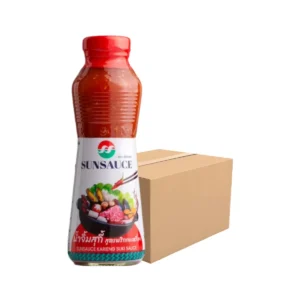 sauce-seasoning-0759 SUNSAUCE (ซันซอส) น้ําจิ้มสุกี้ สูตรพริกกะเหรี่ยง ขนาด 380 กรัม 12 ขวด แถมฟรี 1 ขวด (ยกลัง)