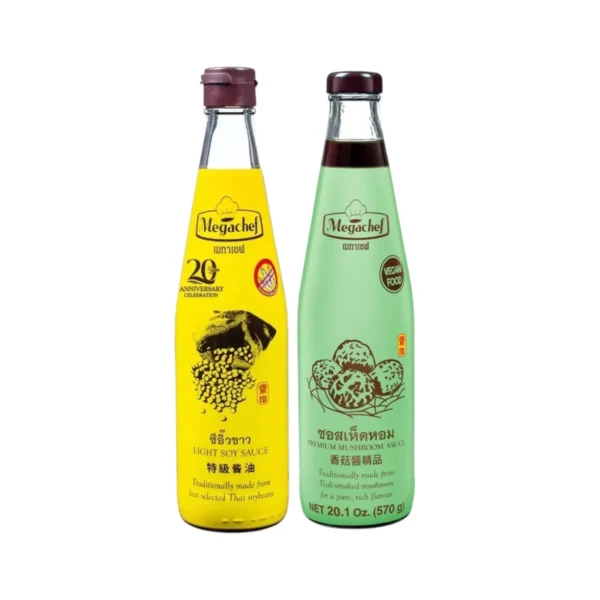[ชุดสุขภาพ] Megachef ซอสเห็ดหอม(570g.1 ขวด)+ซีอิ๊วขาว(500ml.1 ขวด)