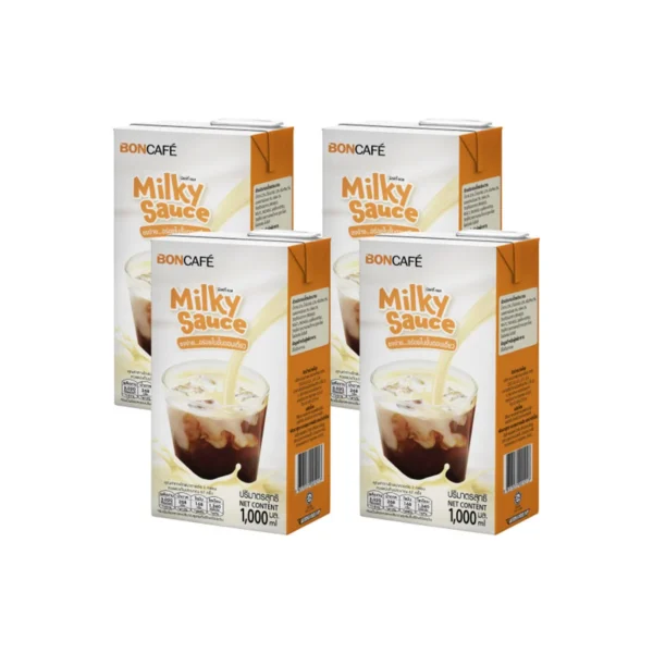 [แพ็ค 4] Boncafe Milky Sauce ซอสนมบอนกาแฟ สําหรับผสมเครื่องดื่ม 1,000 มล. x4