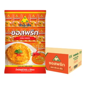 sauce-seasoning-0814 ฉั่วฮะเส็ง ซอสพริก ซอง 11 กรัม แพ็ค 50 ซอง (ยกลัง 12 แพ็ค)