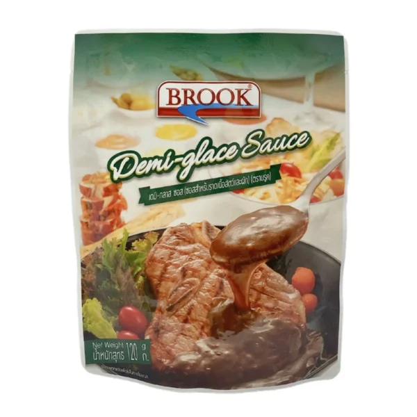 sauce-seasoning-1019 บรูค เดมิ-กลาส ซอส (ซอสสําหรับราดเนื้อสัตว์และผัก) 120 กรัม Brook Demi-Glace Sauce 120 g.