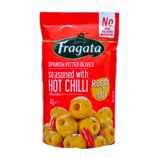 sauce-seasoning-1020 ฟรากาตา พิทเต็ด โอลีฟ ซีซัน ฮอต ชิลลี 70 กรัม Fragata Pitted Olives Seasoned Hot Chilli 70 g.