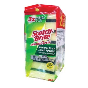 scotch-brite-15000-003 สก๊อตช์-ไบรต์ แผ่นใยขัดพร้อมฟองน้ําเล็ก 3x4 นิ้ว 12 ชิ้น