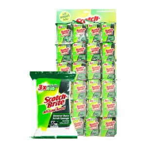 scotch-brite-15000-004 สก๊อตช์-ไบรต์ แผ่นใยขัดพร้อมฟองน้ําเล็ก 3x4 นิ้ว x 24