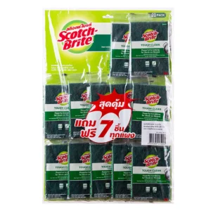 scotch-brite-15000-012 สก๊อตช์-ไบรต์ แผ่นใยขัด สีเขียว 4x6 นิ้ว 20 ชิ้น