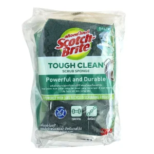 scotch-brite-15000-020 สก๊อตช์-ไบรต์ ใยขัดสีเขียวพร้อมฟองน้ํา แอนตี้แบคทีเรีย 3 ชิ้น