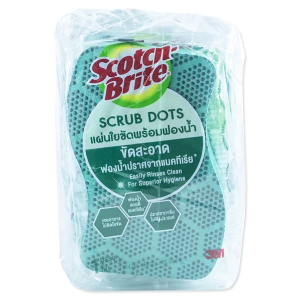 สก๊อตช์-ไบรต์ สครับดอท+ฟองน้ําไร้รอยเขียว x 4