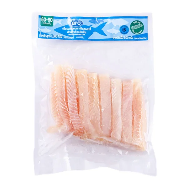 seafood-0036 เอโร่ เนื้อปลาแพนกาเซียส ส่วนลําตัวแช่แข็ง (60-80 ก./ชิ้น) 1 กก.