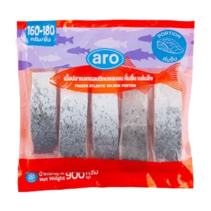 seafood-0095 เอโร่ แซลมอนหั่นชิ้นแช่แข็ง (160-180 ก./ชิ้น) 900 ก.