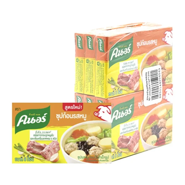 seasoning-0033 คนอร์ ซุปรสหมูก้อน 80 ก. x 6